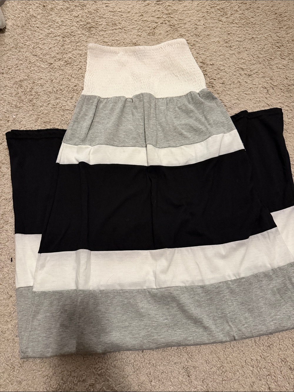 Old Navy Black, White & Gray Striped Maxi Dress
